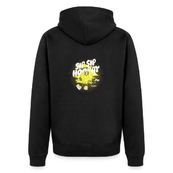 Sipping Fun Playful Happy Celebrate Cute Cheerful - Unisex Premium Bio Zip Hoodie - Schwarz - Hinten - Nico (187cm)