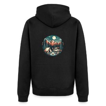 Car Camping - Unisex Premium Organic Zip Hoodie - black - Back - Nico (187cm)