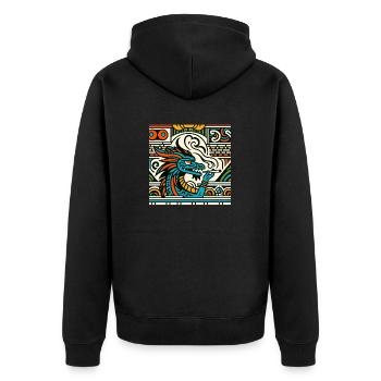 Hoher Drache - Unisex Premium Bio Zip Hoodie - Schwarz - Hinten - Nico (187cm)