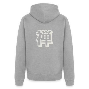 Zen kanji character - Unisex Premium Organic Zip Hoodie - heather grey - Back - Nico (187cm)