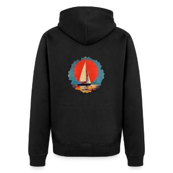 Segelboot Meer Maritim Mond Ozean Nautik - Unisex Premium Bio Zip Hoodie - Schwarz - Hinten - Nico (187cm)
