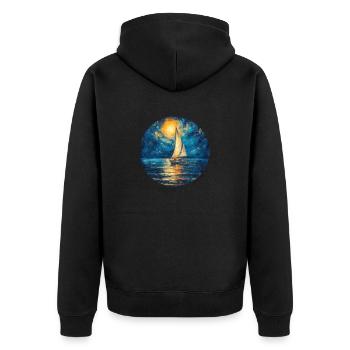 Segelboot Meer Maritim Mond Ozean Nautik - Unisex Premium Bio Zip Hoodie - Schwarz - Hinten - Nico (187cm)