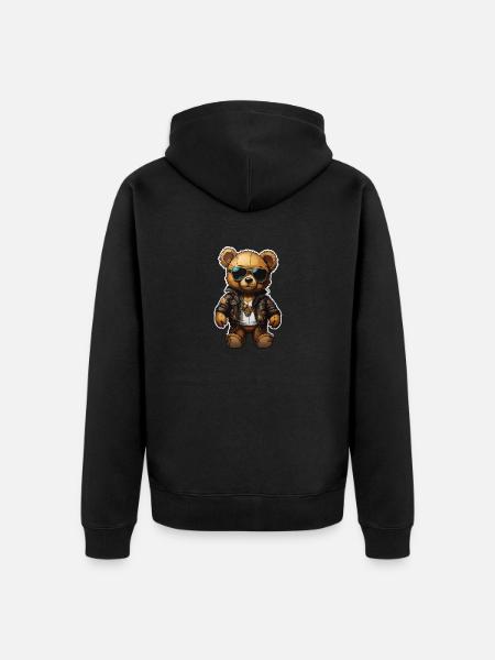 Teddybär Rapper Ganster - Unisex Premium Bio Zip Hoodie - Schwarz