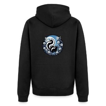 Blumen-Skunk-Liebhaber - Unisex Premium Bio Zip Hoodie - Schwarz - Hinten - Nico (187cm)