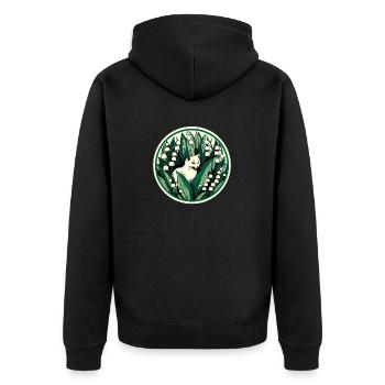 Lily of the Valley white kitty cat - Unisex Premium Organic Zip Hoodie - black - Back - Nico (187cm)