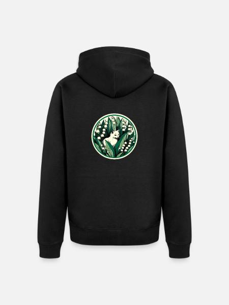 Chat chat blanc du muguet - Veste à capuche bio Premium Unisexe - noir