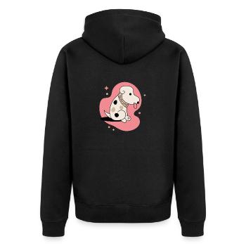 Chien chiot mignon assis avec toungue out amant des animaux - Veste à capuche bio Premium Unisexe - noir - Dos - Nico (187cm)