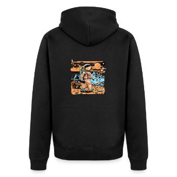 Space astronaut walking in alien planet and rocket - Unisex Premium Organic Zip Hoodie - black - Back - Nico (187cm)