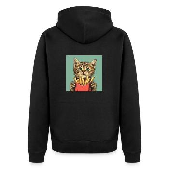 Cat - Unisex Premium Organic Zip Hoodie - black - Back - Nico (187cm)