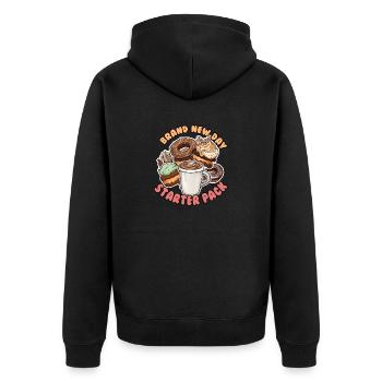 Art Café - Starter Pack - Unisex Premium Organic Zip Hoodie - black - Back - Nico (187cm)