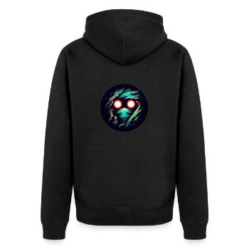 Glowing Observer - Unisex Premium Organic Zip Hoodie - black - Back - Nico (187cm)