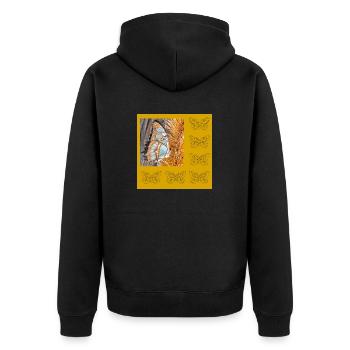 Schmetterling - Unisex Premium Bio Zip Hoodie - Schwarz - Hinten - Nico (187cm)