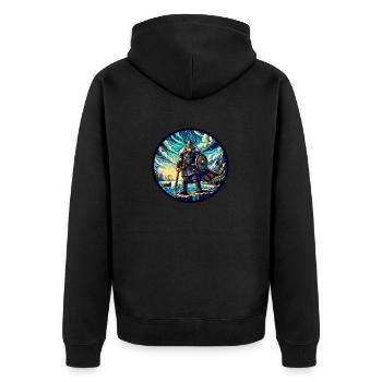 Nordischer Wikinger auf See - Unisex Premium Bio Zip Hoodie - Schwarz - Hinten - Nico (187cm)