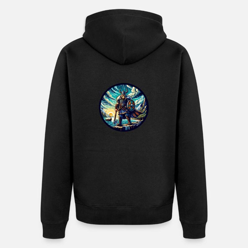 Viking nordique en mer - Veste à capuche bio Premium Unisexe - noir