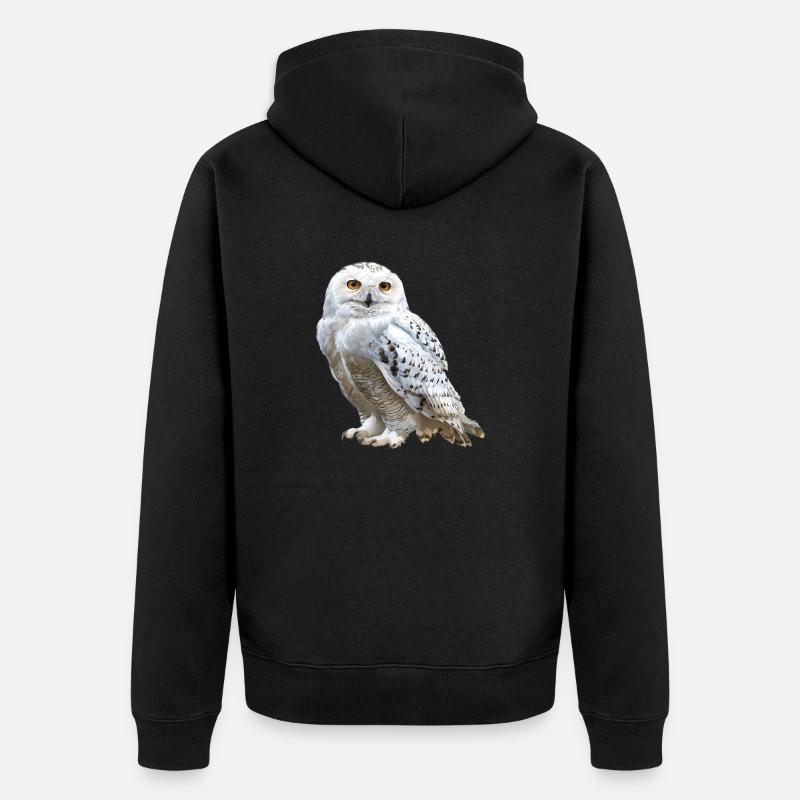 Schnee-Eule - Unisex Premium Bio Zip Hoodie - Schwarz