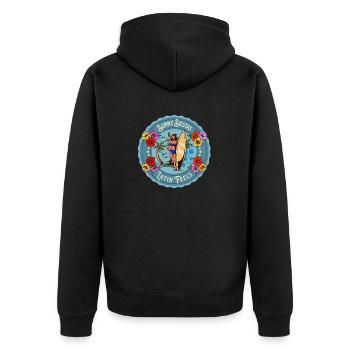 Latin Tropical Beach Summer Waves Sunny Vacation - Unisex Premium Bio Zip Hoodie - Schwarz - Hinten - Nico (187cm)