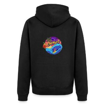 Unsetting Sun Debunking Sunset Sunrise Beach - Unisex Premium Bio Zip Hoodie - Schwarz - Hinten - Nico (187cm)