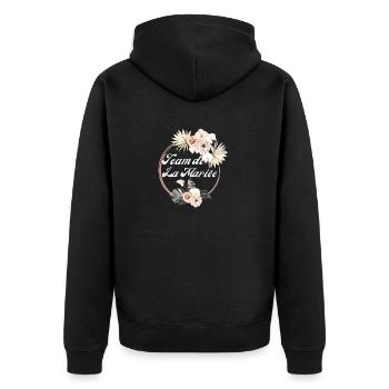 Tropisches Blumenbrautteam - Junggesellinnenabschied Geschenkidee - Unisex Premium Bio Zip Hoodie - Schwarz - Hinten - Nico (187cm)