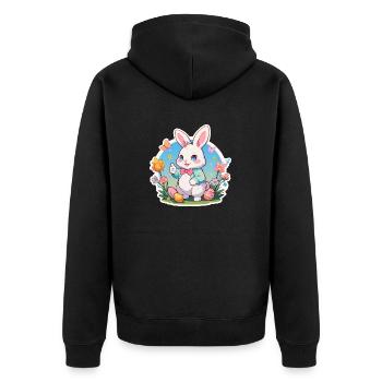 Lapin de Pâques marchant sous le soleil printanier - Veste à capuche bio Premium Unisexe - noir - Dos - Nico (187cm)