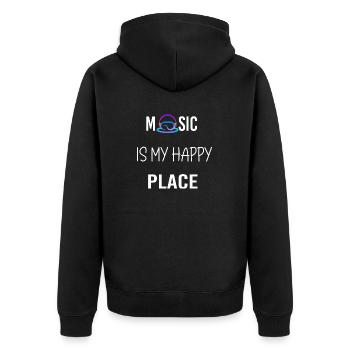 Music is my happy place - Veste à capuche bio Premium Unisexe - noir - Dos - Nico (187cm)