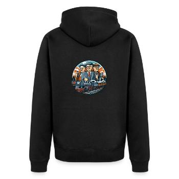 Eisenbahner Modelleisenbahn Fan Rentner Geschenk - Unisex Premium Bio Zip Hoodie - Schwarz - Hinten - Nico (187cm)