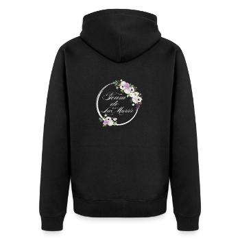 Team der lila Blumenbraut - Junggesellinnenabschied Geschenkidee - Unisex Premium Bio Zip Hoodie - Schwarz - Hinten - Nico (187cm)