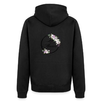 The Purple Floral Bride - Bride Gift Idea - Unisex Premium Organic Zip Hoodie - black - Back - Nico (187cm)
