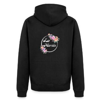 The Pink Floral Bride - Bride Gift Idea - Unisex Premium Organic Zip Hoodie - black - Back - Nico (187cm)