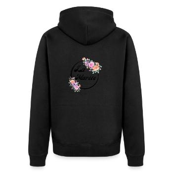 Die rosa Blumenbraut - Braut Geschenkidee - Unisex Premium Bio Zip Hoodie - Schwarz - Hinten - Nico (187cm)