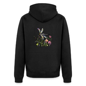 Libelle - Unisex Premium Bio Zip Hoodie - Schwarz - Hinten - Nico (187cm)