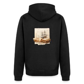 Suche nach verborgenen Schätzen - Unisex Premium Bio Zip Hoodie - Schwarz - Hinten - Nico (187cm)
