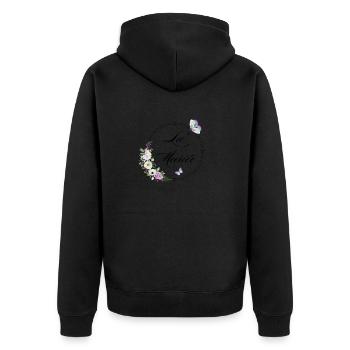 Der Braut-Schmetterling - Braut-Geschenkidee - Unisex Premium Bio Zip Hoodie - Schwarz - Hinten - Nico (187cm)