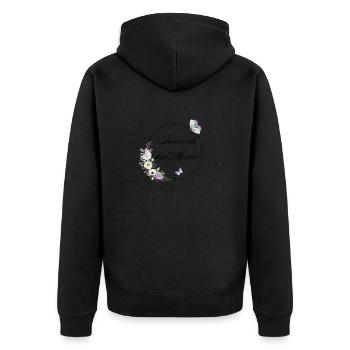 Team der Braut Schmetterling - Junggesellinnenabschied Geschenkidee - Unisex Premium Bio Zip Hoodie - Schwarz - Hinten - Nico (187cm)