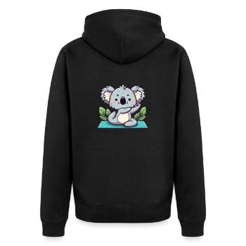 Süßer Yoga Koalabär - Unisex Premium Bio Zip Hoodie - Schwarz - Hinten - Nico (187cm)
