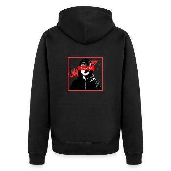 Alerta! Fille Antifa avec des éclaboussures de peinture - Veste à capuche bio Premium Unisexe - noir - Dos - Nico (187cm)
