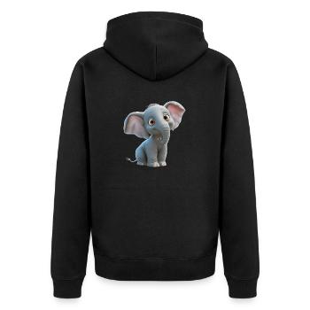 Drolliger kleiner Elefant - Unisex Premium Bio Zip Hoodie - Schwarz - Hinten - Nico (187cm)