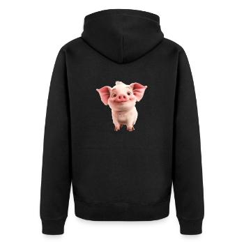 Petit porcelet mignon - Veste à capuche bio Premium Unisexe - noir - Dos - Nico (187cm)