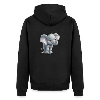 Little Funny Elephant - Unisex Premium Organic Zip Hoodie - black - Back - Nico (187cm)