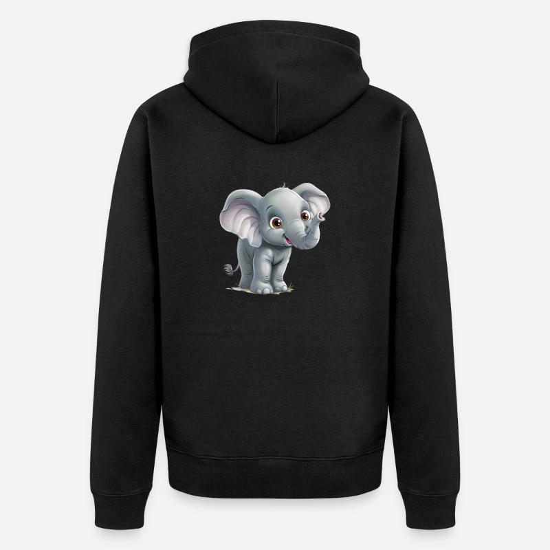 Petit éléphant drôle - Veste à capuche bio Premium Unisexe - noir