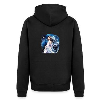 Anime Manga Mädchen Wasserfarben - Unisex Premium Bio Zip Hoodie - Schwarz - Hinten - Nico (187cm)