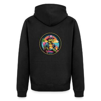 Alligator cool né pour être génial - Veste à capuche bio Premium Unisexe - noir - Dos - Nico (187cm)