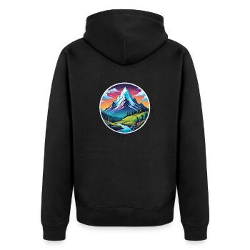 Mountain Nature Hiking Climbing Lake - Unisex Premium Organic Zip Hoodie - black - Back - Nico (187cm)
