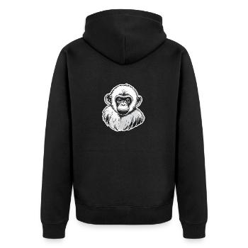 Affe Wasserfarben - Unisex Premium Bio Zip Hoodie - Schwarz - Hinten - Nico (187cm)