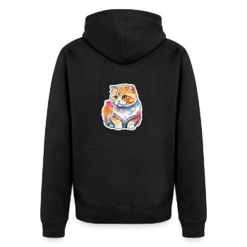 Scottish Fold Scottish Fold-Eared Cat - Unisex Premium Organic Zip Hoodie - black - Back - Nico (187cm)