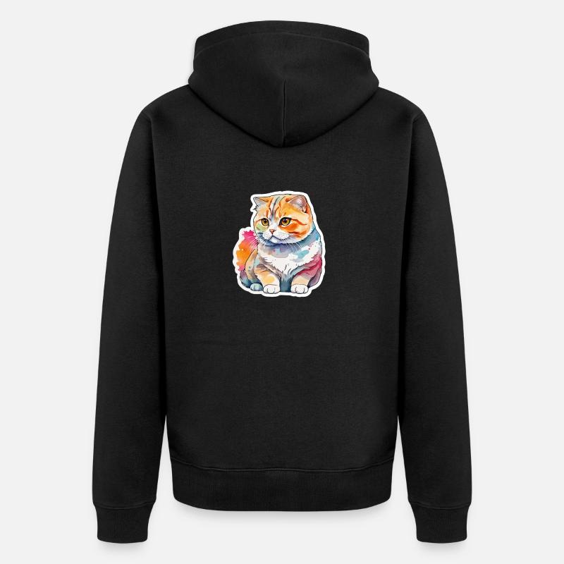 Scottish Fold Scottish Fold-Eared Cat - Unisex Premium Organic Zip Hoodie - black