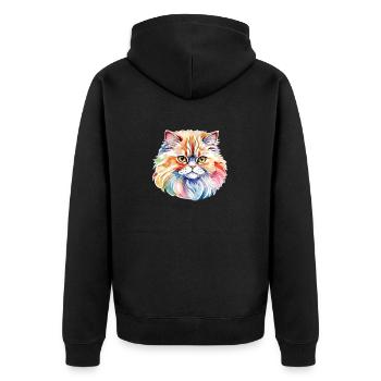 Perserkatze Wasserfarben - Unisex Premium Bio Zip Hoodie - Schwarz - Hinten - Nico (187cm)