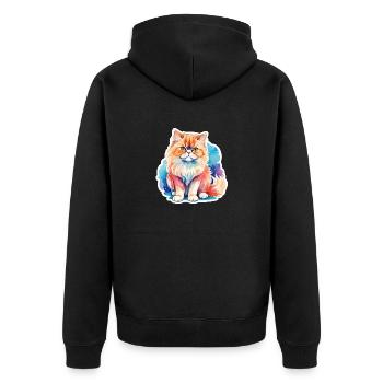 Perserkatze Wasserfarben - Unisex Premium Bio Zip Hoodie - Schwarz - Hinten - Nico (187cm)