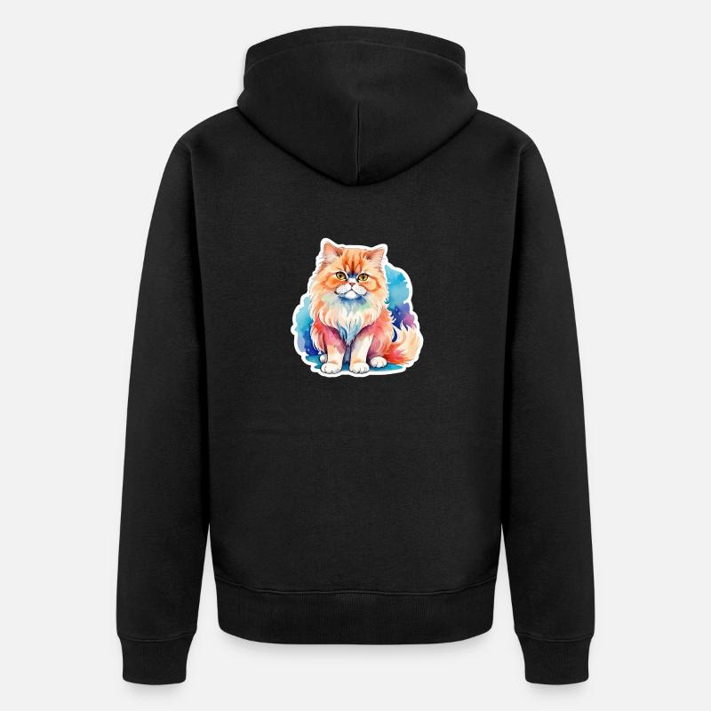 Aquarelles de chat persan - Veste à capuche bio Premium Unisexe - noir