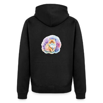 Perserkatze Wasserfarben - Unisex Premium Bio Zip Hoodie - Schwarz - Hinten - Nico (187cm)