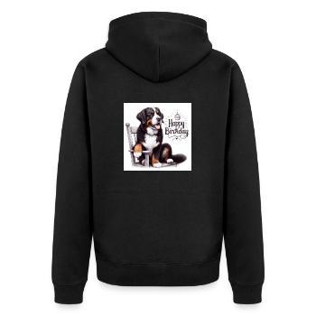 Berner Sennenhund - Unisex Premium Bio Zip Hoodie - Schwarz - Hinten - Nico (187cm)
